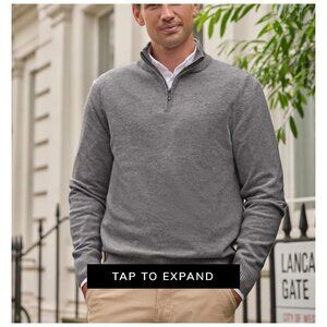 Pure Collection Men’s Cashmere Zip Neck Sweater – Charcoal Grey – Size M P1